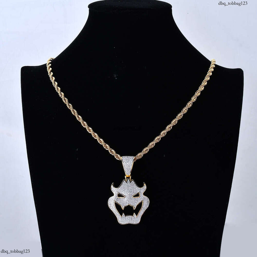 for Men Hip Hop Moissanite chain Halloween Costume Mask Vampire Monster Pendant Trendy Necklace