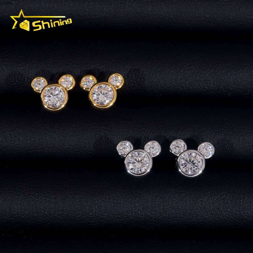 Hot Sale Cute Earring Fine Jewelry Gold Plated Sterling Sier Gra VVS Dia Moissanite Screw Back Stud Earrings