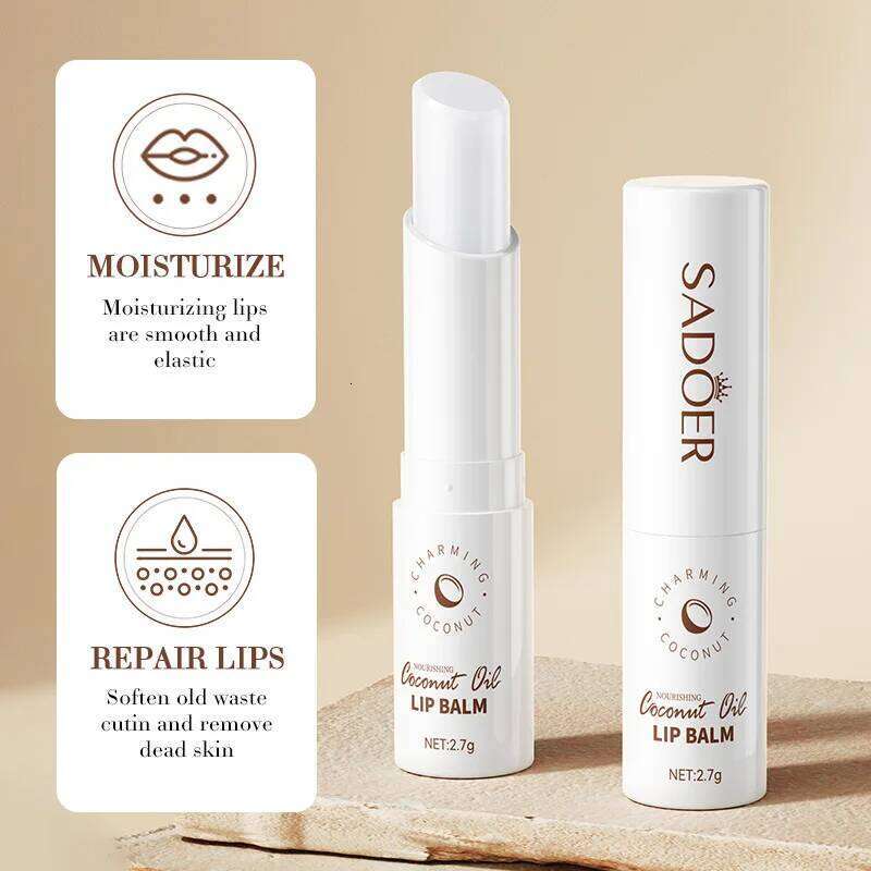 SADOER Vitamin C Aloe Coconut Lip Balm Moisturizing Anti Cracking Hydrating Repair Nourishing Lipstick Lips Skin Care Products Free shipping