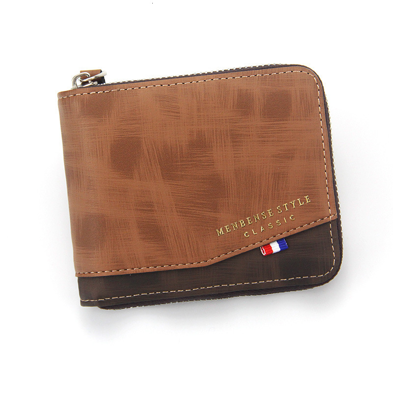 Menbense New Men's Short Wallet Fashion Business Men's Zipper Wallet Coin Luxury Bag Purse Men's Wallet Money Clip