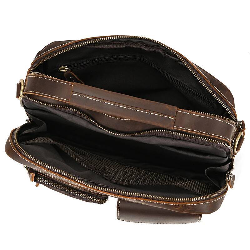 Big Shoulder Genuine Leather Crossbody Bag For Male Retro Fashion Style Men's Messenger Sling Bags With Handle Handbags