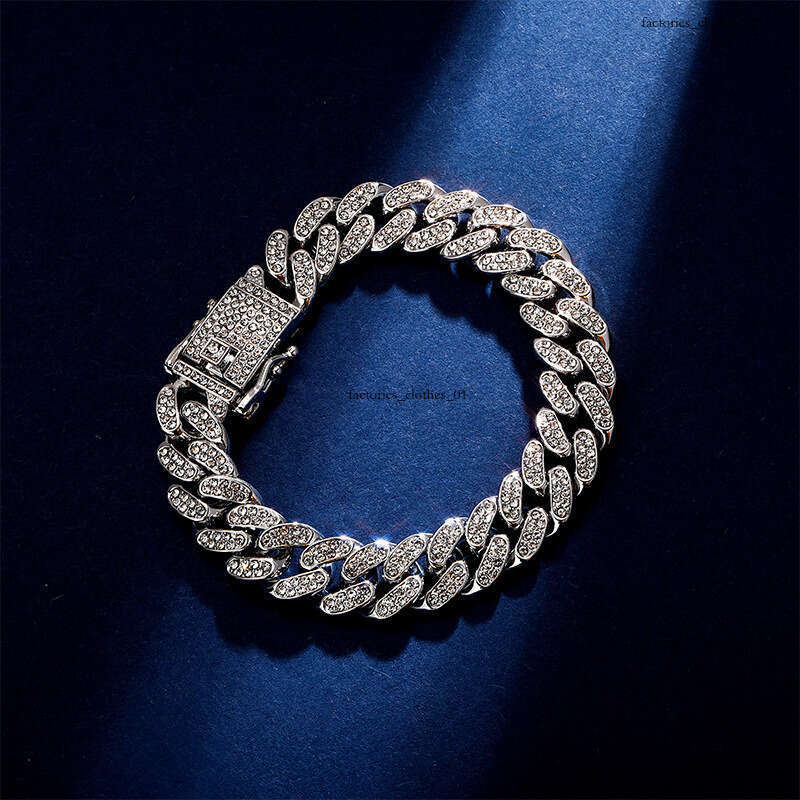 Dewu Same Style Color-Retaining Hip-Hop 12MM Alloy Cuban Chain Bracelet Men's Necklace