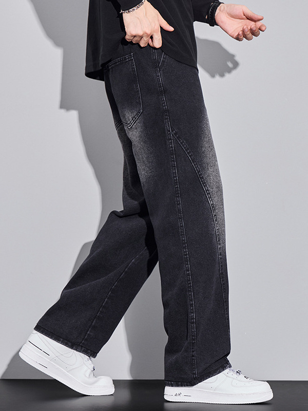 Men's Baggy Jeans Wide Leg Hip Hop Pants Irregular Sutures Loose Fit Trousers Streetwear