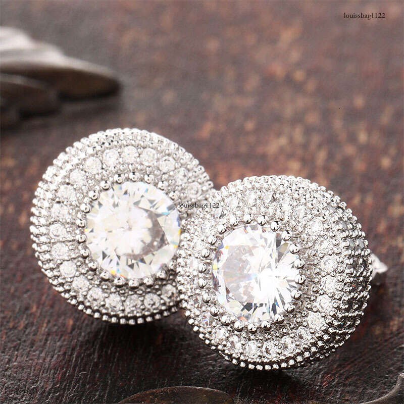 Sterling Sier Round Full Zircon Hip-Hop Personality Unisex Trendy Earrings
