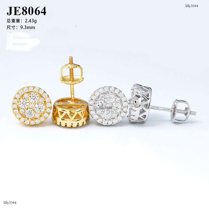 ICED OUT Creative Moissanite Sier Hip Hop Unisex Earrings Accessories