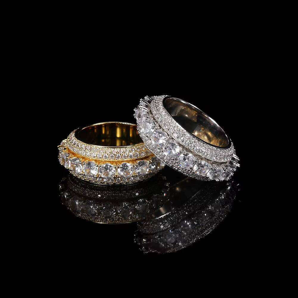 NUOYA Wholesale Iced Out Jewelry Hip Hop Ring Men Rotating Cz Gold Plated Cuban Rings