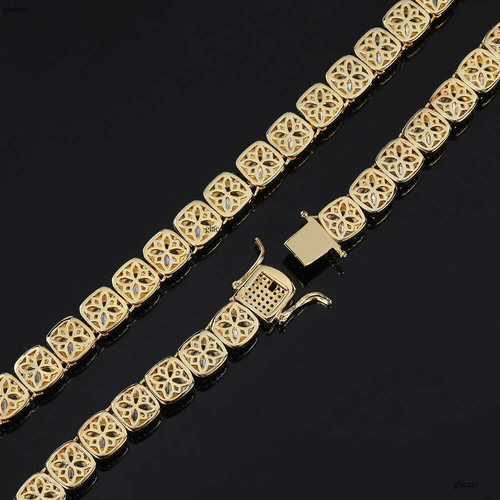 Hot Selling 10mm Clasp Rock Candy Chain Micro Inlaid Zircon Square Dia Personality Trendy Hip Hop Bracelet