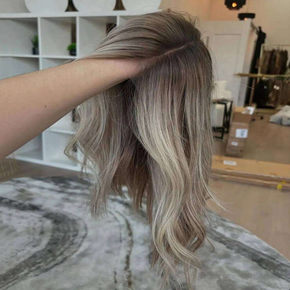 European Blonde Balayage Synthetic Hair Wigs Colored with Natural Hairline HD Lace Front Wig for Women