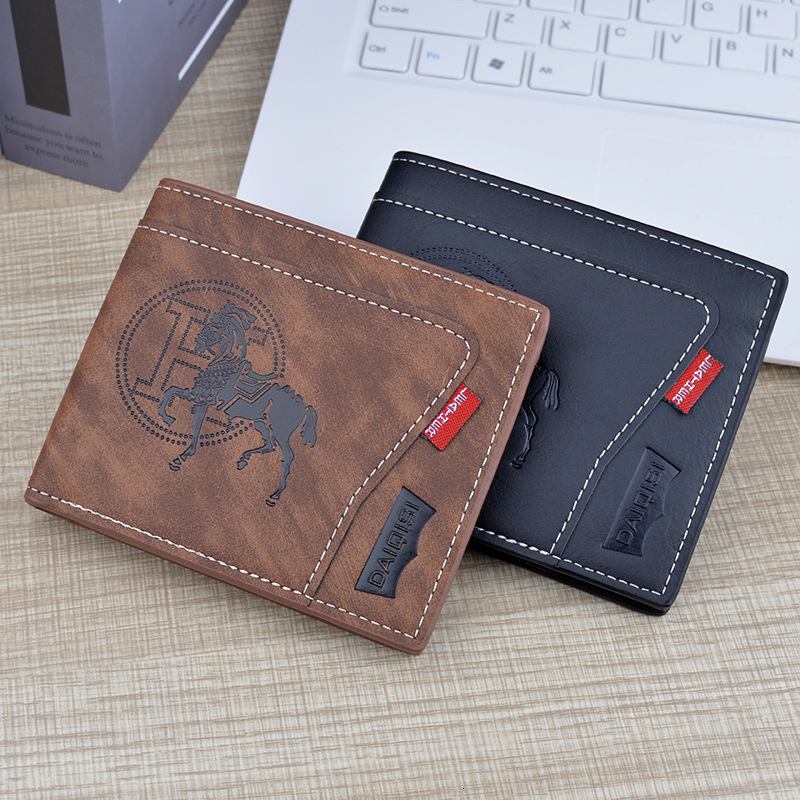 Men's Wallet Retro Short Zipper Wallet Luxury Bag High-end Stitching Embossed New Multi-functional Designer Bag Card Holder Men's Leather Wa