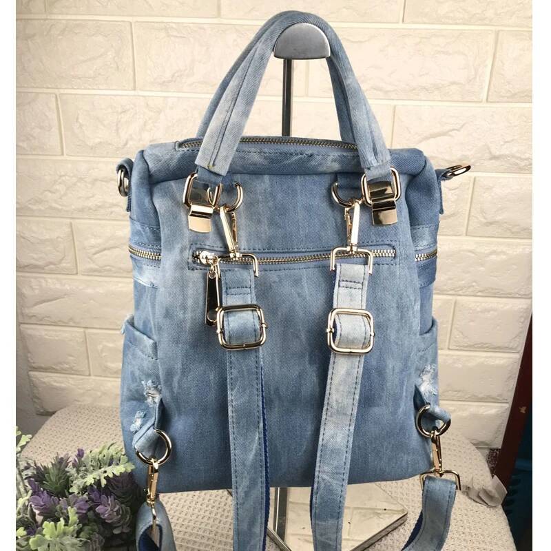 iPinee Fashion Women Backpack High Quality Denim Backpacks for Teenage Girls Female School Shoulder Bag Bagpack mochila