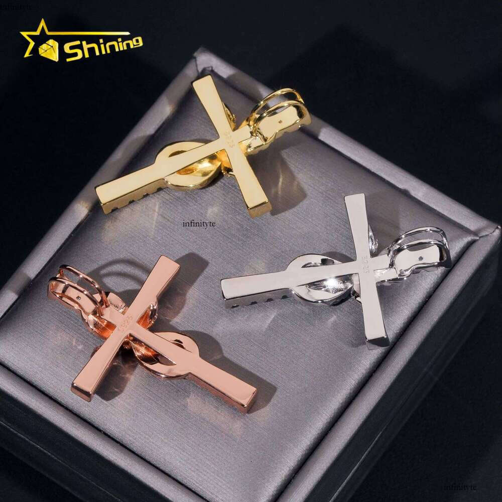 Sterling Sier Jewelry New Arrivals Hip Hop VVS Dia Iced Out Moissanite Cross Pendant