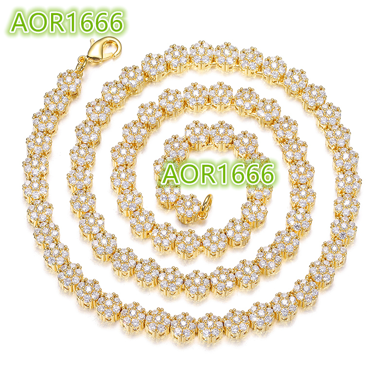 High quality cross-border European and American new style 8mm plum blossom chain, hip-hop trend street necklace jewelry accessory