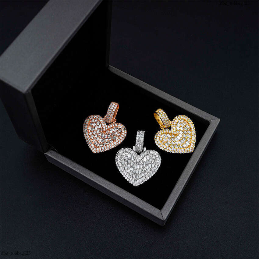Hip-Hop Personality Heart Pendant Iced Out VVS Full Inlaid D Color Moissanite Necklace Direct
