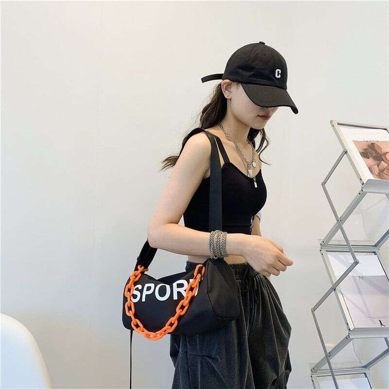 2025 Nylon Cool Women's Design Chain Shoulder Trendy Soft Girl Street Shopping Crossbody Bag