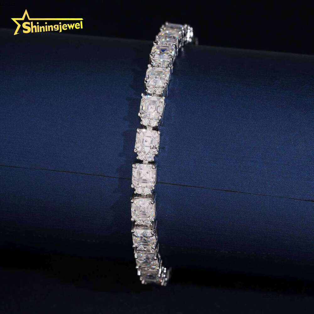 New Design Sier VVS Tennis Women's Boutique Jewelry Asscher Cut Silicon Bracelet Tester Approved