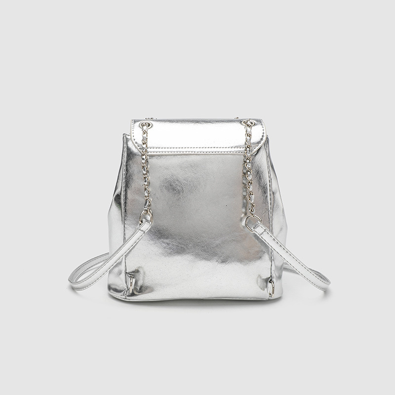 2025 Silver New Versatile Fashion School Bag Niche Chain Travel Backpack for Women ddmymoon ddmymoon