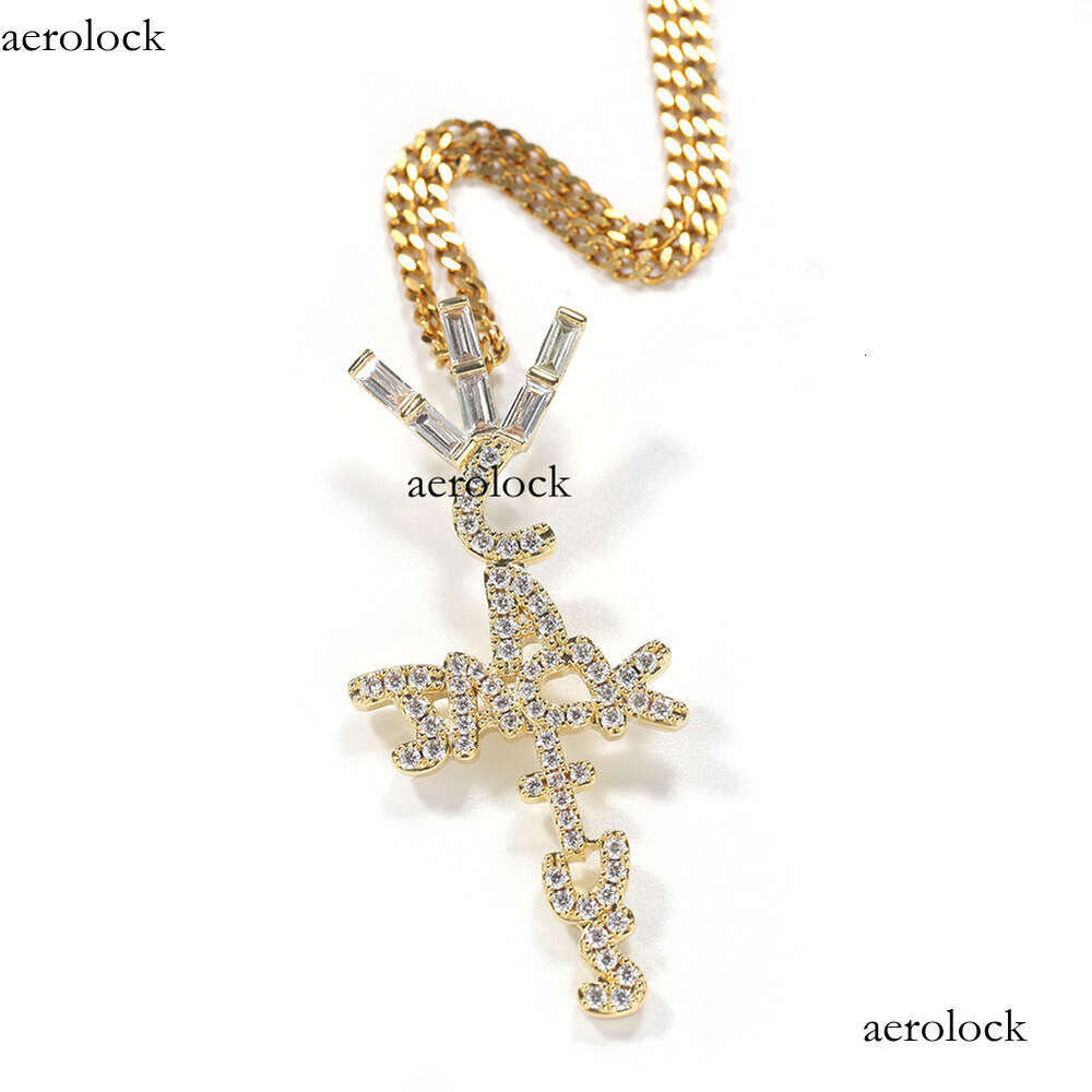 Hip-Hop Trendy Brand Inlaid Dia Cactus Jack Letter Pendant Necklace Accessory