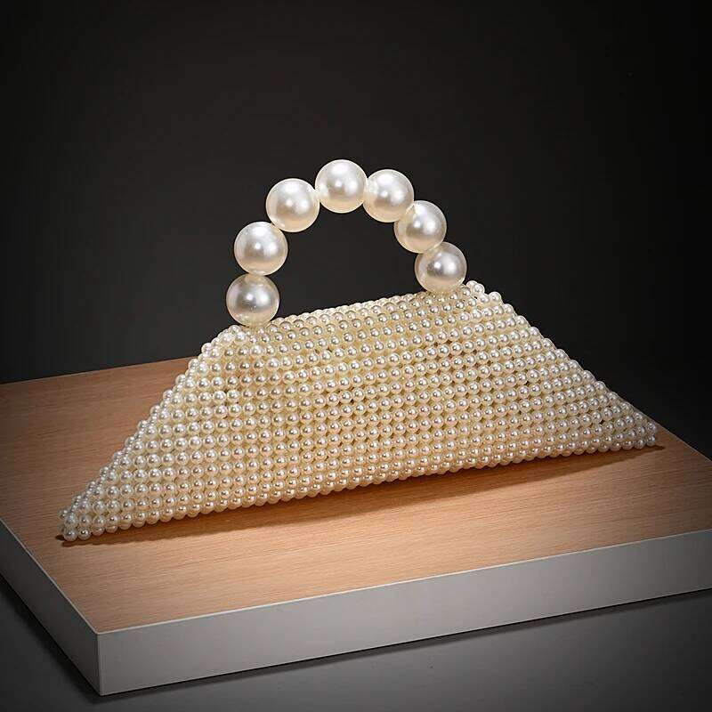 New Arrival Casual Niche Handmade Bead Bag Genuine Special-Shape Tote Fashionable Handbag Beaded & Hand-Woven Pearl