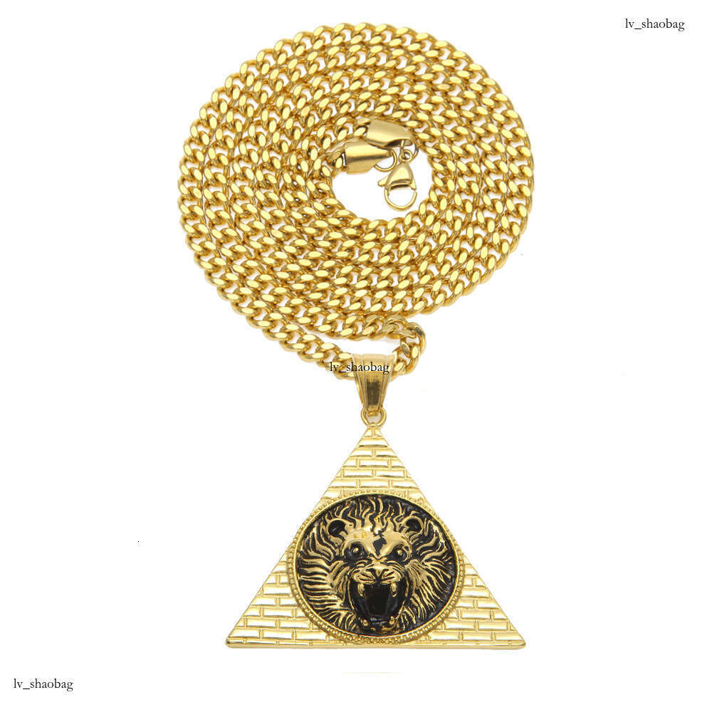 New Cool Lion Head Tag Gold Plated Sterling Silver Pendant Hip Hop Jewelry