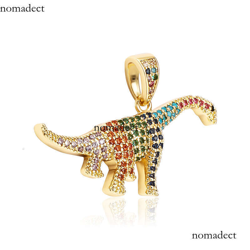 Unique Micro-Paved Full Moissanite chain Colorful Dinosaur Pendant INS Women's Clavicle Chain Versatile Hip-Hop Necklace
