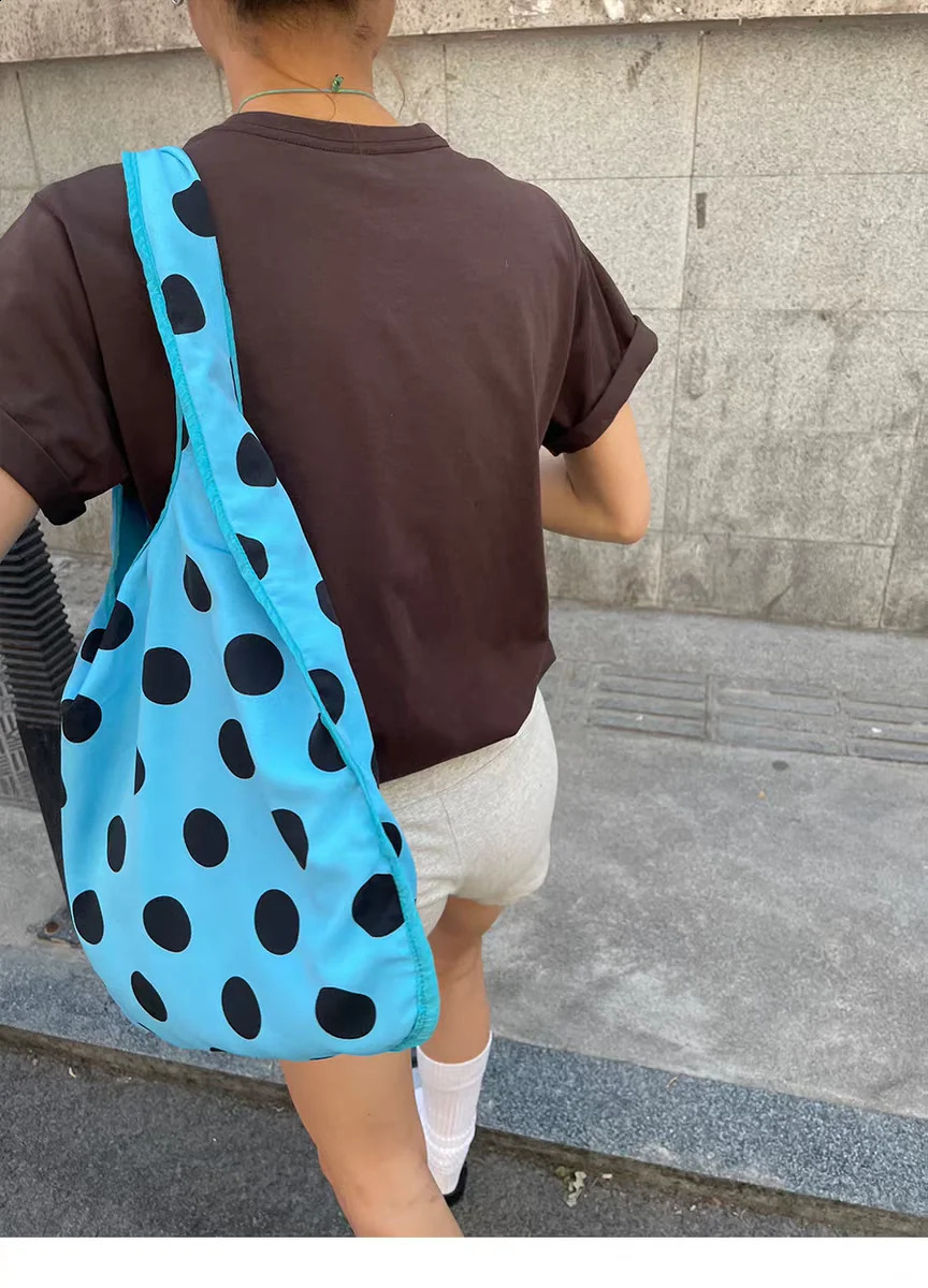 Polka Dot Shoulder Bag Front and Back Multi Back Tote Large Capacity Underarm Bags 250809
