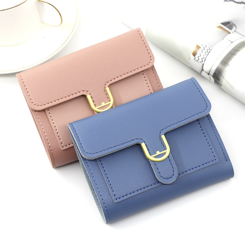 Luxury Bag Korean Version Simple Fashion Buckle Women's Short Wallet Multi-card Slot Compact Female 70% Off Card Holder Coin Purse Wholesale