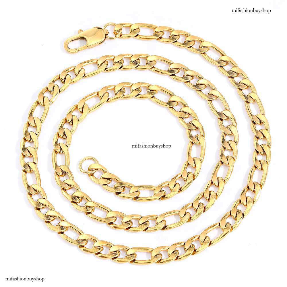 Titanium Japanese Style Buckle Figaro Chain Sterling Silver Men's Hip Hop Gold Necklace