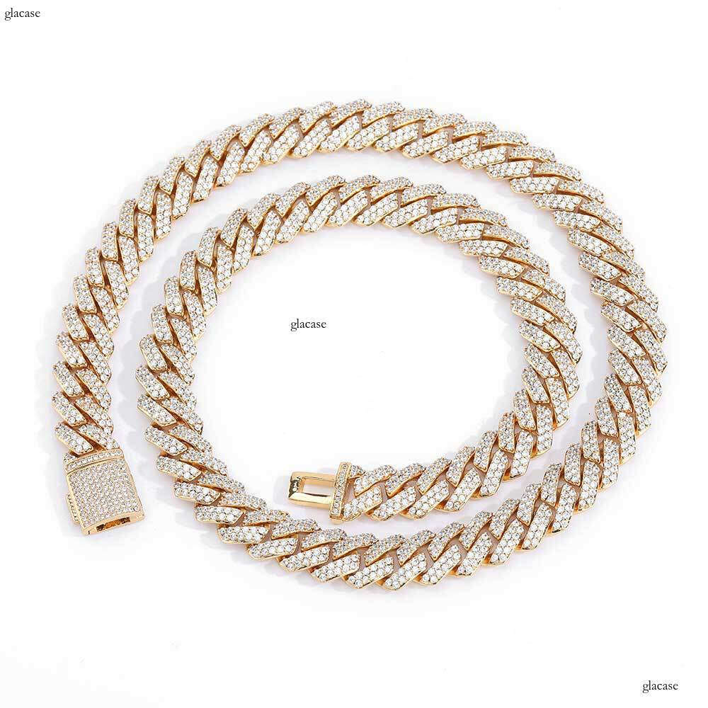 Moissanite chain 10mm Flip Clasp Full Dia Rhombus Cuban Chain Hip Hop Jewelry Men's Necklace