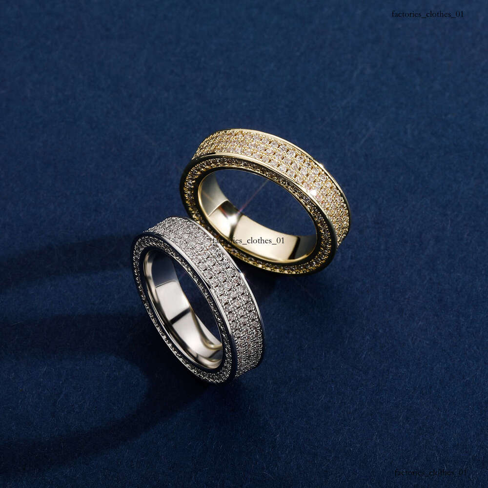 Polished Line Segmentation Full Zircon Hip-Hop Ring Men's Personality Simple Trendy Jewelry Accessories