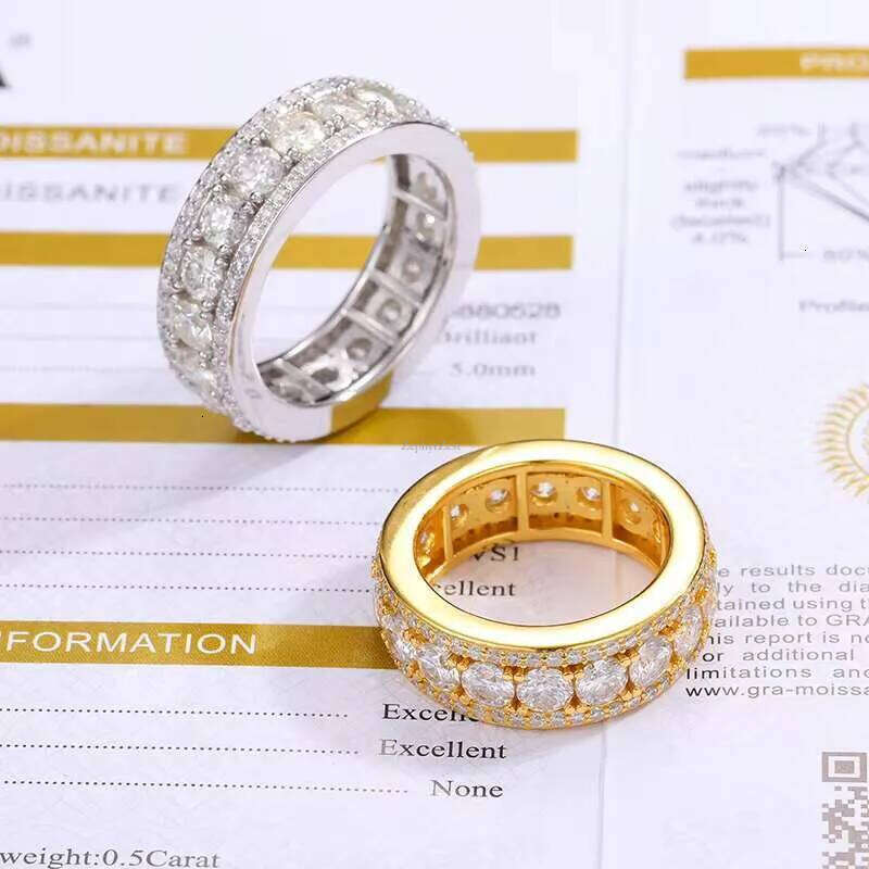 Fine Jewelry Wedding Engagement Ring Sterling Sier VVS D Color Moissanite Dia Men Gold Eternity Band Rings