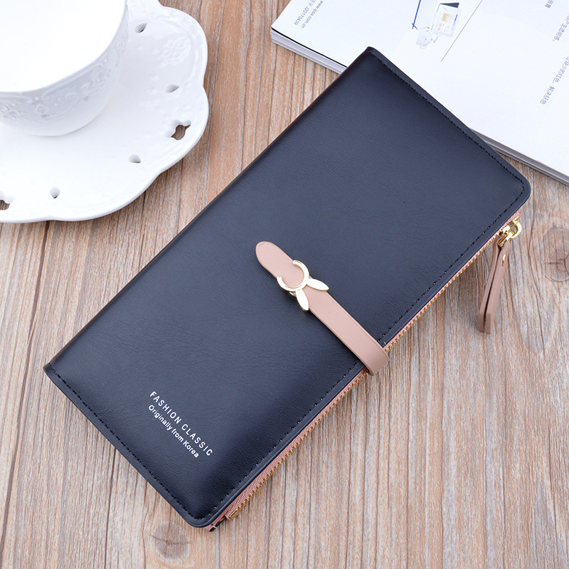 New Women's Wallet Long Korean Style Student Fashion Zipper Luxury Bag Buckle Thin Designer Bag Wallet Multi-card Slot Soft Leather Card Holder