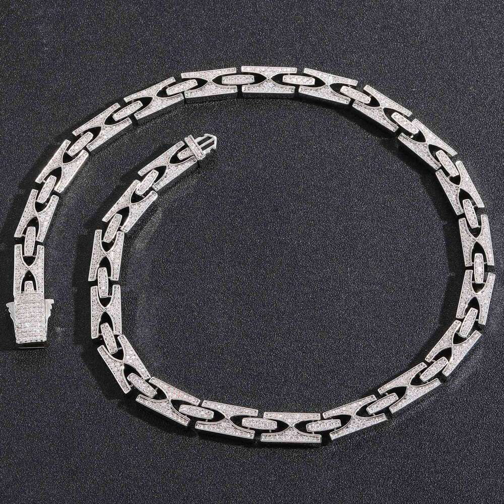 New Hip-Hop H-Shaped 10mm Wide Spring Clasp Design Sense Cuban Chain Necklace Personality Trendy Men's Accessory
