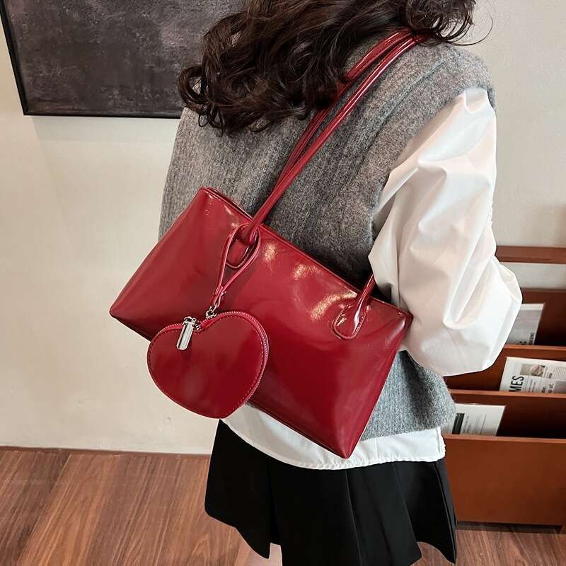 Tote for Women, Handbag with High-end Feel, Large Capacity, Solid Color, Simple Underarm Bag, Small Square Bag