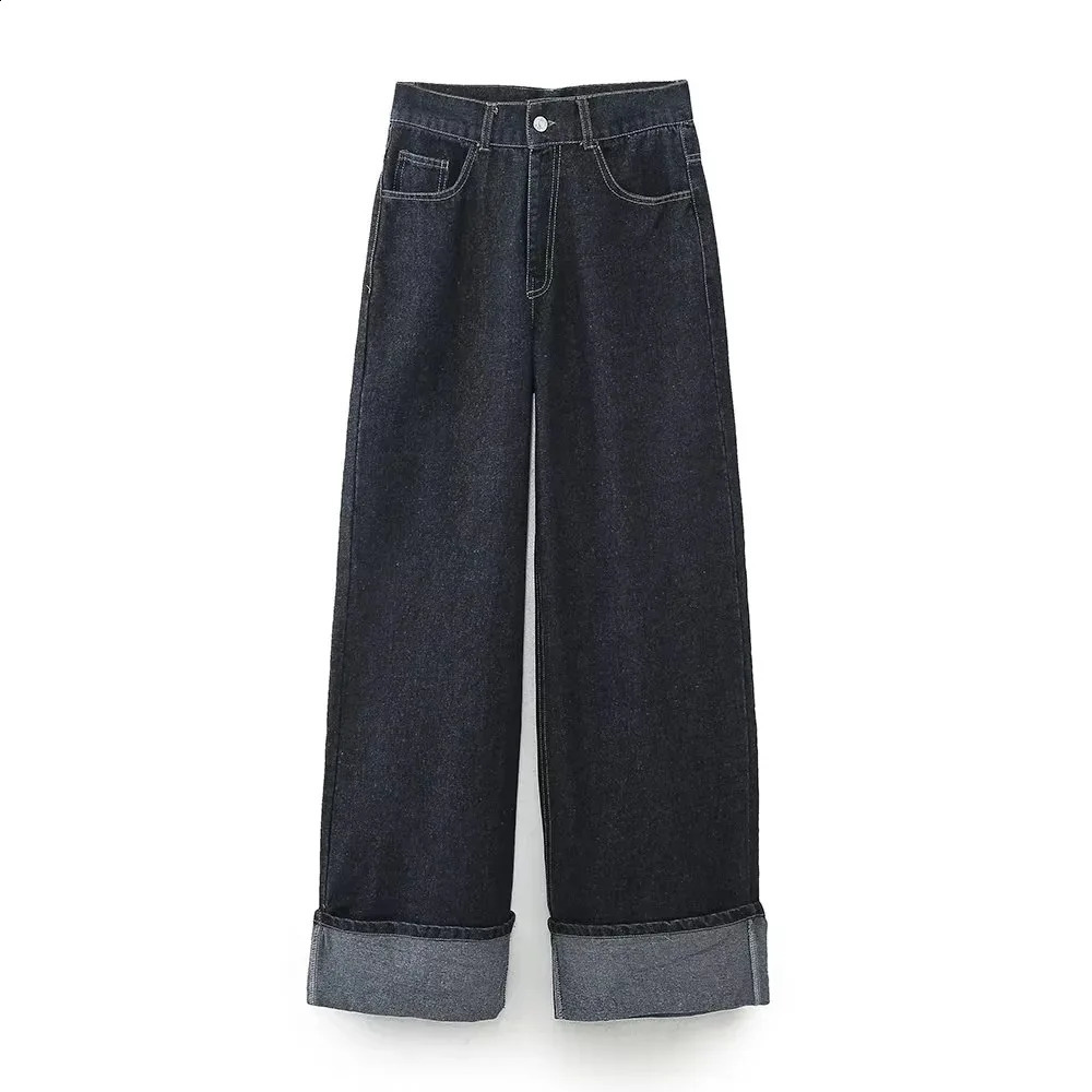 2025 Women Vintage Denim Jacket Pant Sets Casual Jeans Suit Lapel Long Sleeve Coat Wide Leg Trousers Jeans High Street Outfits 250808