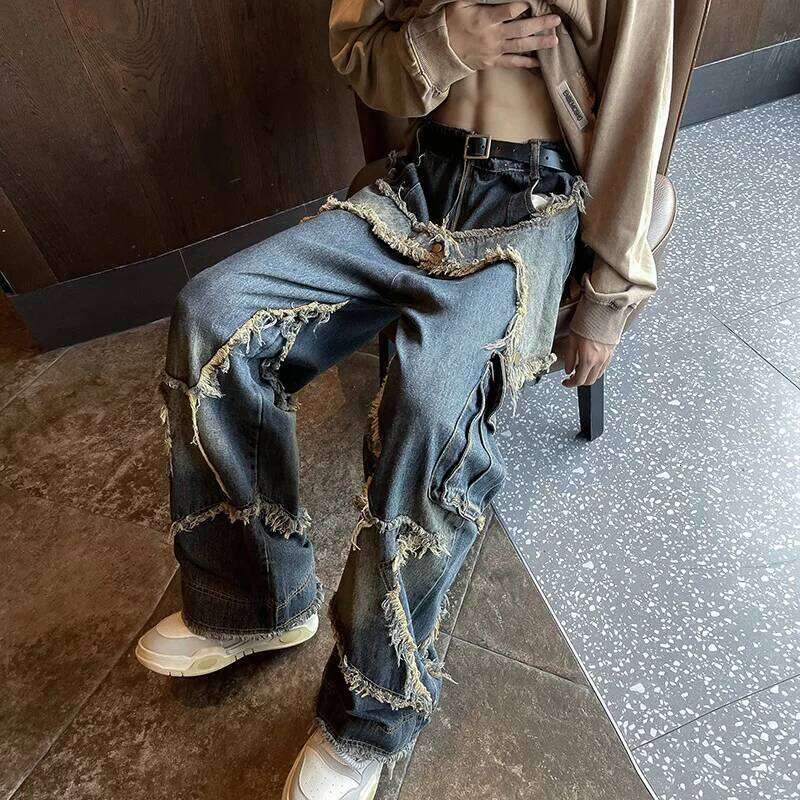 Streetwear Big Star Edge Jeans Cargo Men Women Clothing Y2K Loose Hip Hop Wide Leg Pants Haruku Casual Denim Trousers