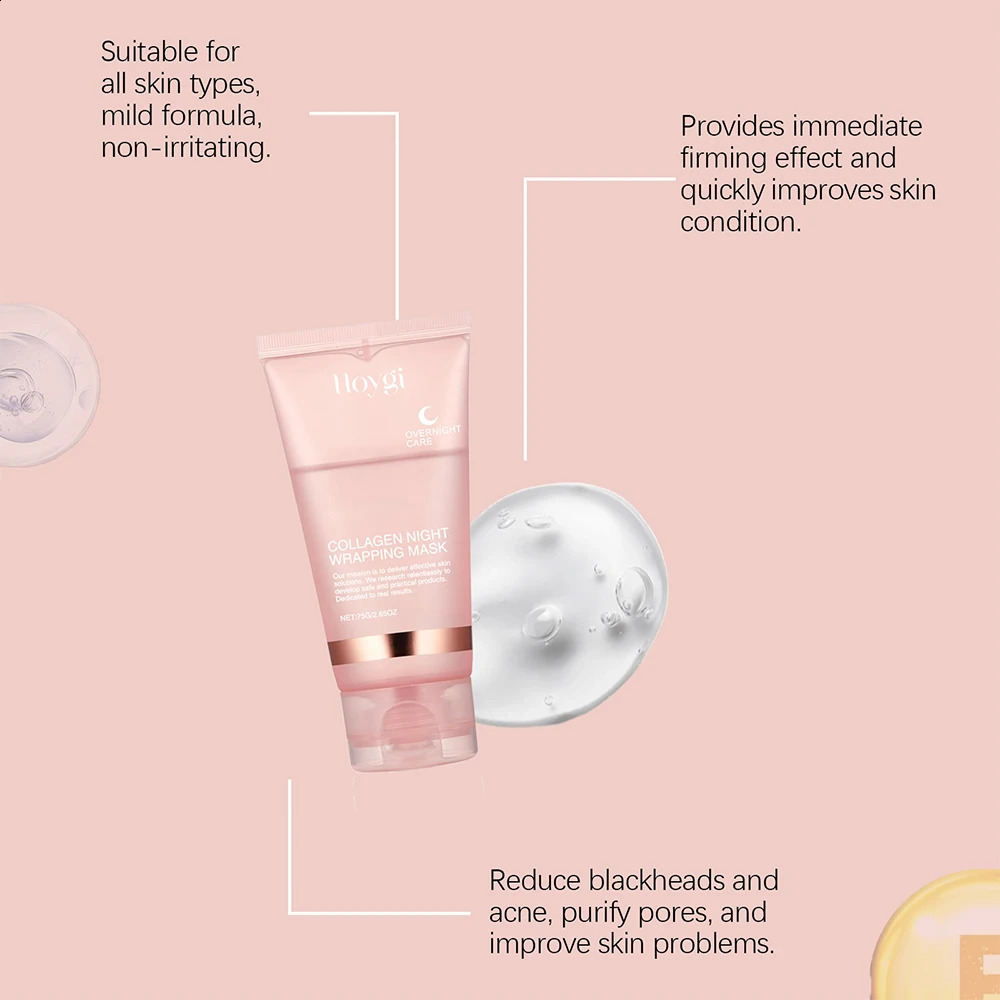 75ml Collagen Peel-off Mask Night Wrapping Mask Facial Mud 50g Collagen Jelly Cream Skin Face Masks Cream 250809