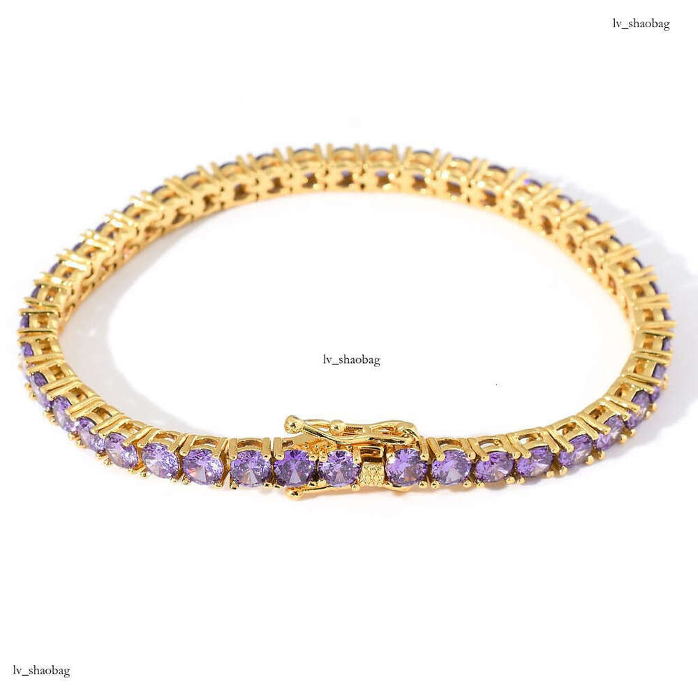 Chain 4mm Purple Row Moissanite chain Tennis Hip-Hop Necklace tennis chain