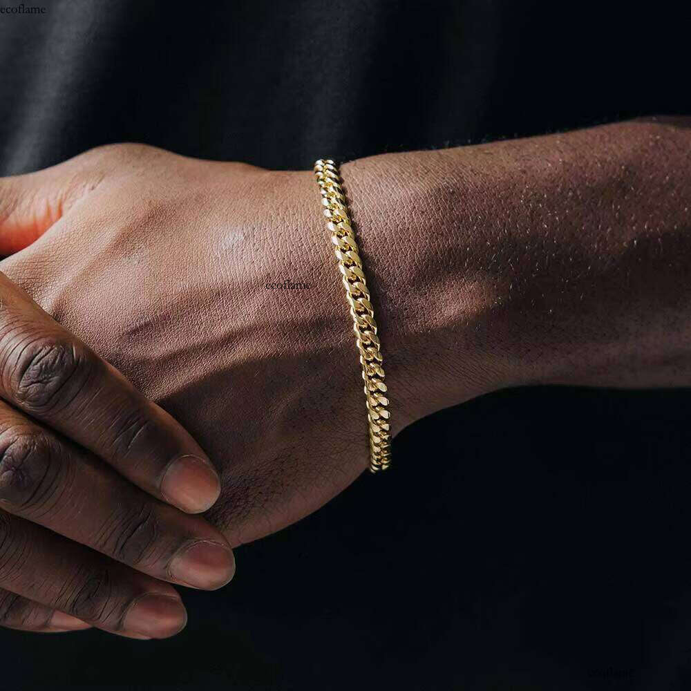 NUOYA Men's Hip Hop Jewelry Stainless Steel Wholesale Gold PVD Plated Miami Cuban Link Chain Bracelet