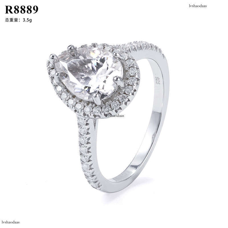 Proposal Confession Romantic Gift Silver Water Drop 2 ct Moissanite Fashion High-end Women's Ring Direct
