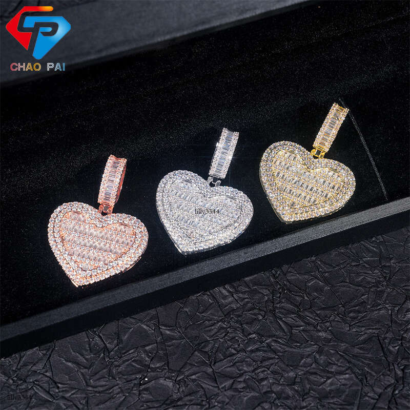 Trade Exclusive Heart-Shaped Sterling Silver Inlaid 5A Moissanite chain Pendant Jewelry Compatible with 6.5mm Necklace