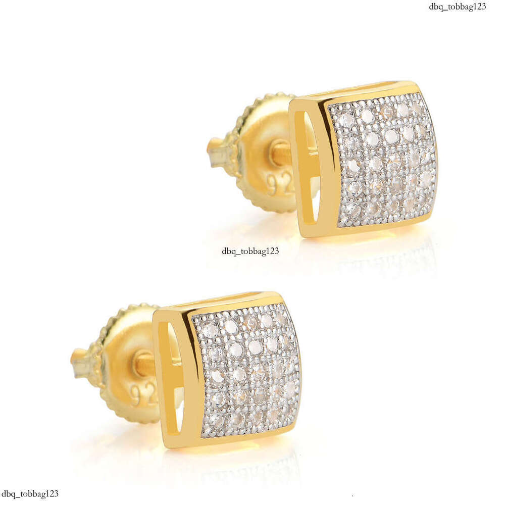 New Square and Curved Iced Out VVS Trendy Men's Hip-Hop Earrings