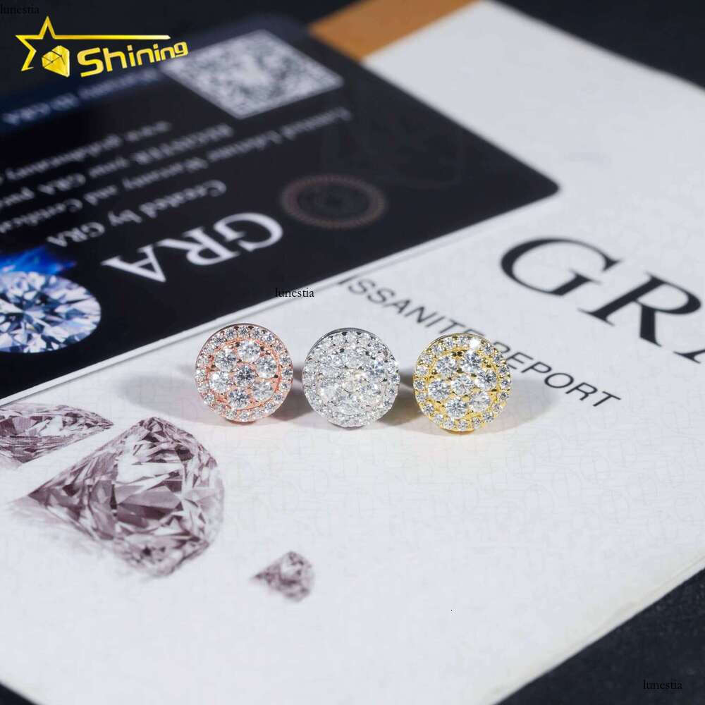 Gra Certificate Pass Dia Tester Iced Out Hip Hop Jewelry Popular Sterling Sier VVS Moissanite Stud Earrings