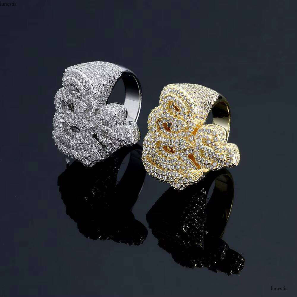 NUOYA New Design Iced Out Dia Allah Hip Hop Jewelry Fashion Sier Gold Plated Fire Ring for Men Women