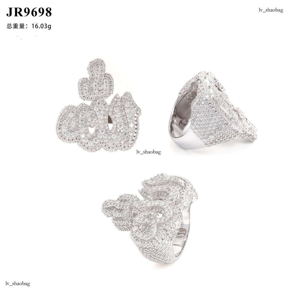 Hip-Hop Personality Fire Letter Ring Sterling Silver Zircon/Sier Moissanite Men's Trendy Jewelry