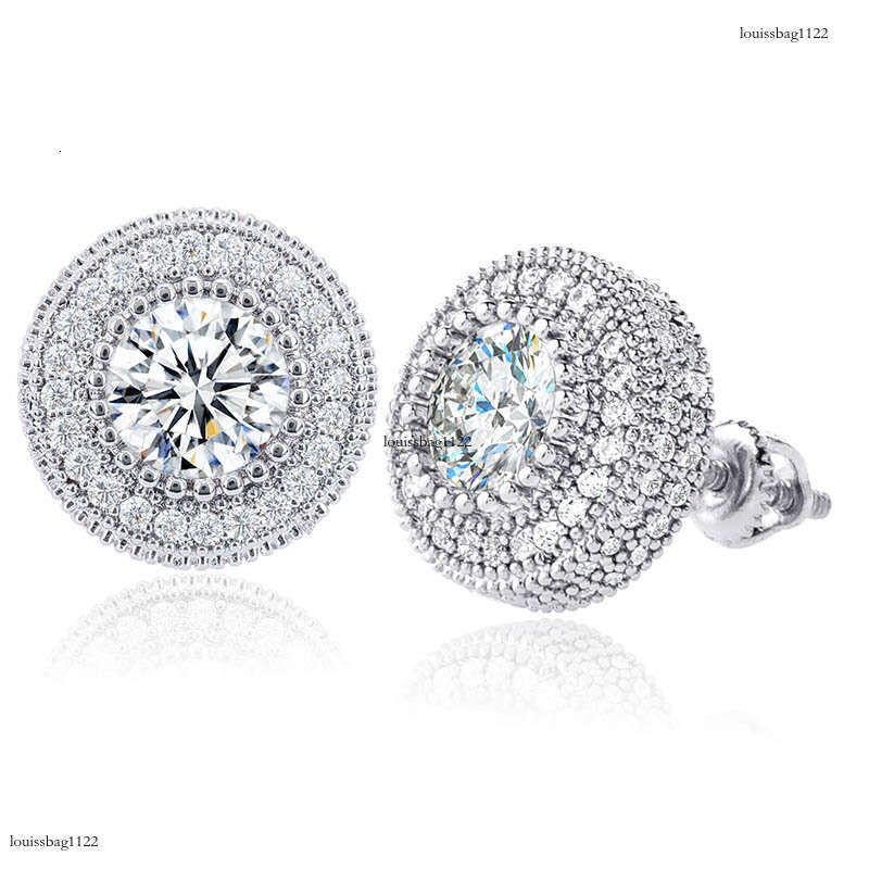 Sterling Sier Round Full Zircon Hip-Hop Personality Unisex Trendy Earrings