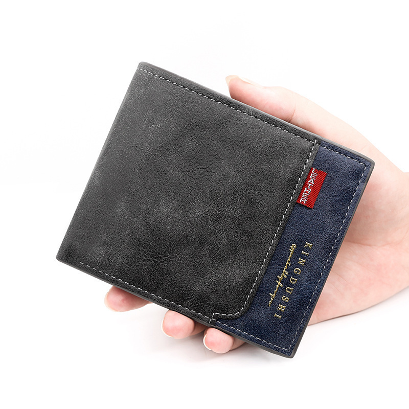 European And American Luxury Bag New Men's Wallet Short Style Silver Coin Purse 70% Off Stitched Suede Leather Loose-leaf Money Clip Cross-border Wholesale