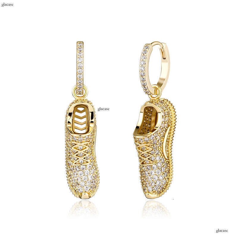 Creative Trendy Sneaker National Trend Inlaid Sterling Silver Personality Shoes Gold Australian Earrings
