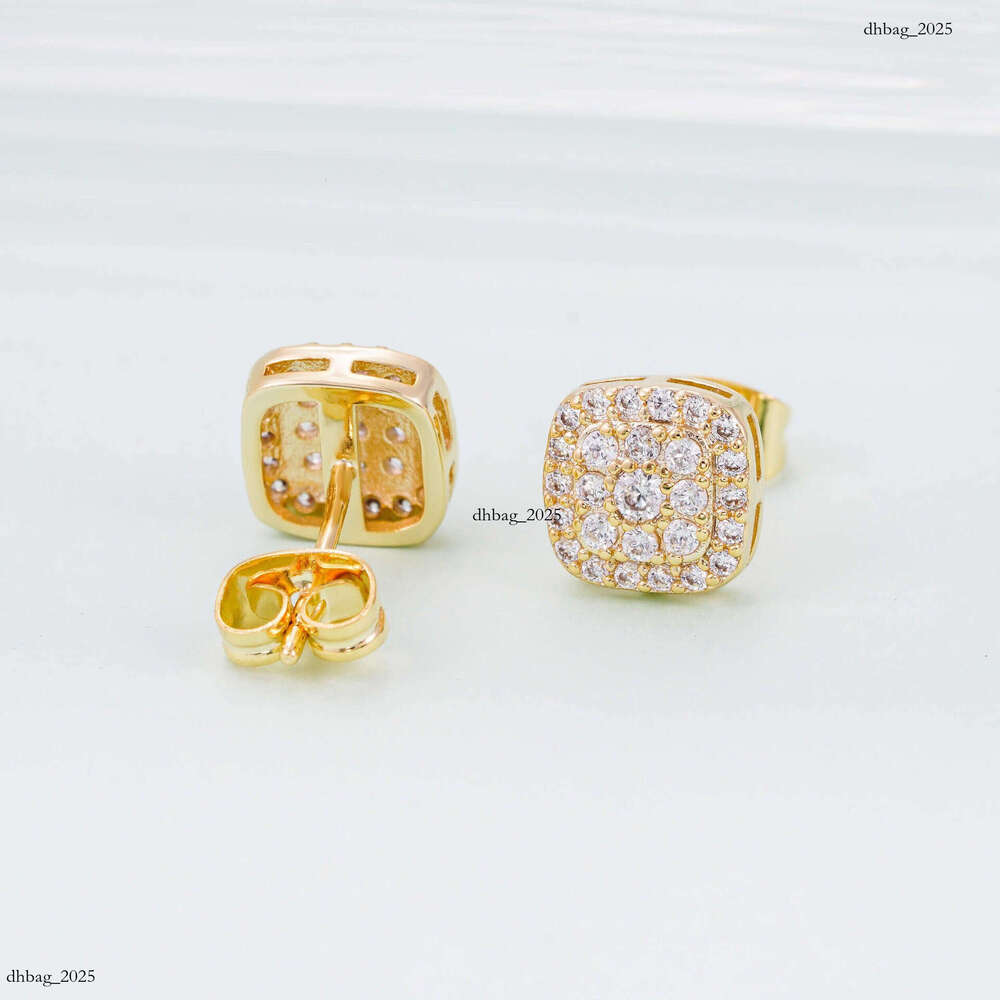 INS New Classic Sterling Silver Inlaid Zircon Square Simple Stud Earrings Jewelry