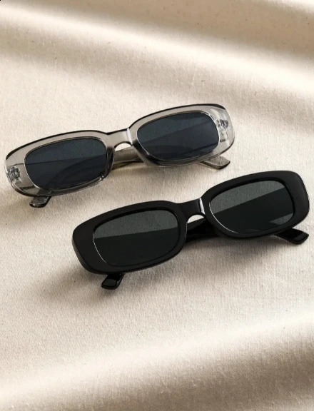 2pcs/set Rectangle Frame Sunglasses For Women Men Candy Color Y2K Fashion Sun Glasses Vintage Outdoor Eyewear UV400 250805