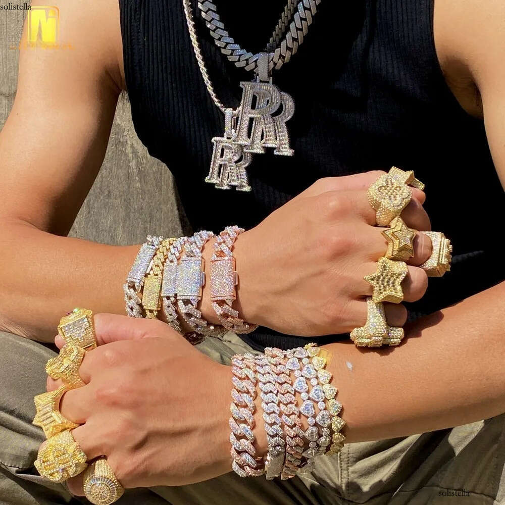 Lowest Price Pass Tester Sterling Sier Full With Moissanite Dia Hip Hop Iced Out Star Ring Men